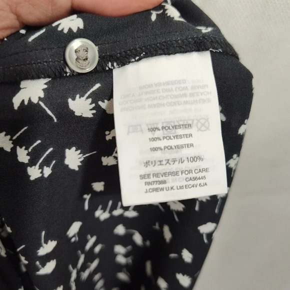 J Crew Black Floral Popover Top Pintuck Women Size S Long Bell Sleeve H8309 - Picture 7 of 9